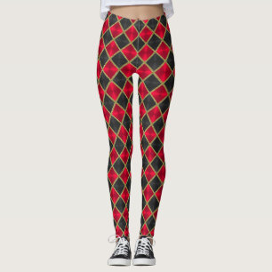 Schwarz und Rot mit Goldplätzen Leggings