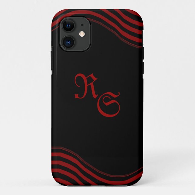 Schwarz und Rot mit Streifen Case-Mate iPhone Hülle (Rückseite)