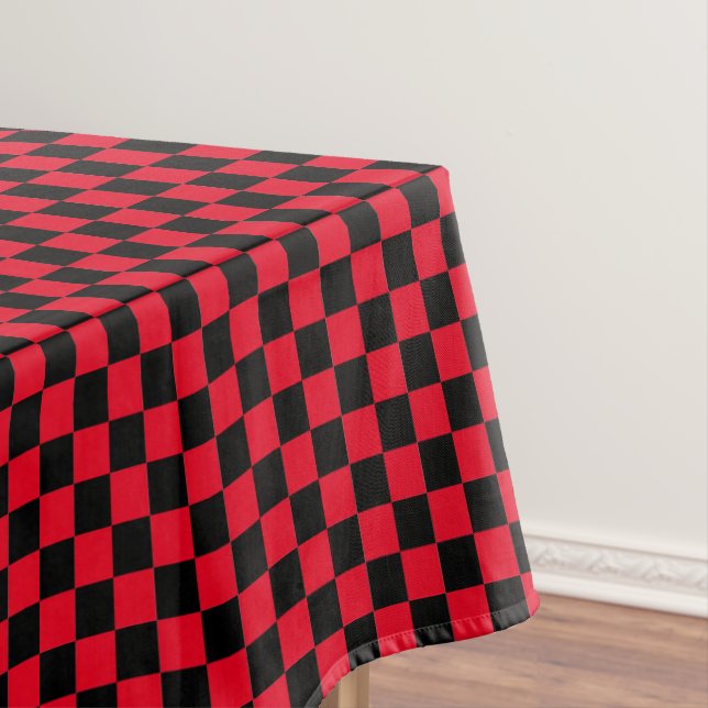 Schwarz und Rot - Retro-Schachbrett Tischdecke (Beispiel)