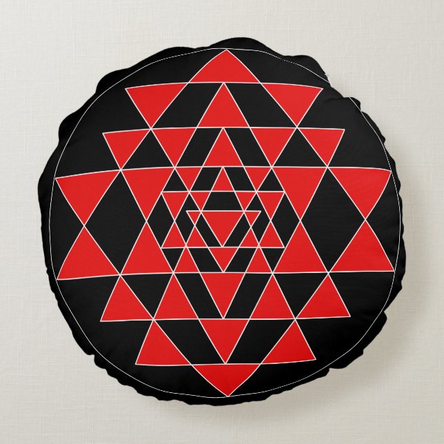 Schwarz und Rot Sri Yantra Meditation Kissen (Rückseite)