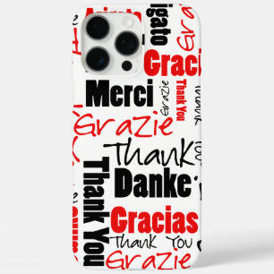 Schwarz und Rot Vielen Dank Word Cloud iPhone 16 Pro Max Hülle