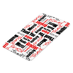 Schwarz und Rot Vielen Dank Word Cloud Magnet