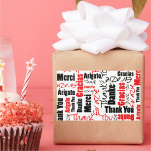 Schwarz und Rot Vielen Dank Word Cloud Rechteckiger Aufkleber