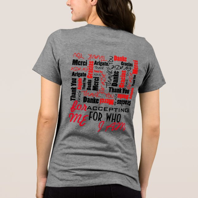 Schwarz und Rot Vielen Dank Word Cloud Template Tri-Blend Shirt (Rückseite)