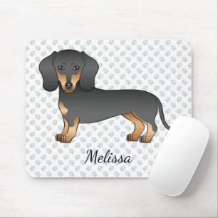 Schwarz und Rotbrauner Kurzhaar-Dackel Süßer Hund Mousepad