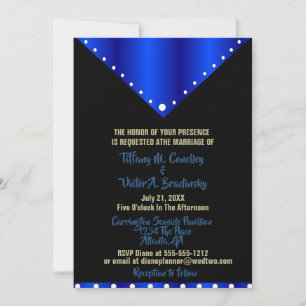 Schwarz und Royal Blue Elegante Moderne Hochzeit Einladung