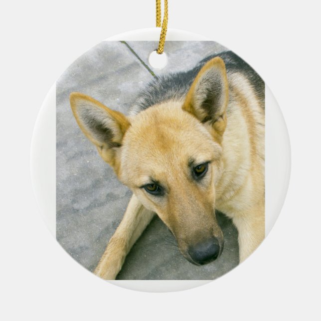 Schwarz und Sahne Keramik Ornament (Vorne)