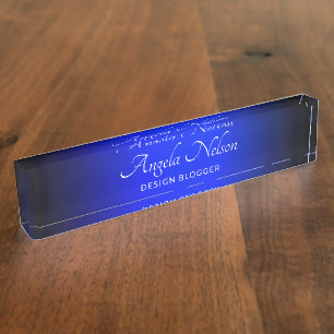 Schwarz und Sapphire Blue Ombre Namensplakette
