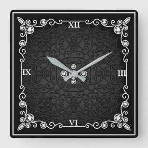 Schwarz und Silber Art Deco Wand Uhr