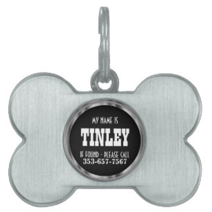 Schwarz und Silber   DIY Name Pet Tag Tiermarke