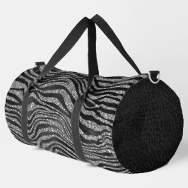 SCHWARZ- UND SILBER-GLITZER SEHEN TIERDRUCKEN AUS. DUFFLE BAG