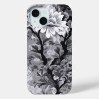 Schwarz und Silber Grau Toile de Fleur