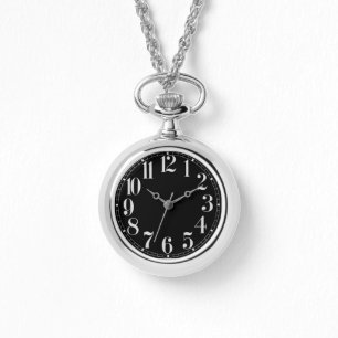 Schwarz und Silber große Zahlen Armbanduhr