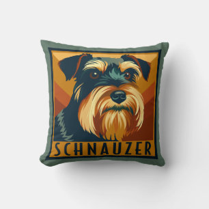 Schwarz und Silber Miniatur Schnauzer Retro Kissen