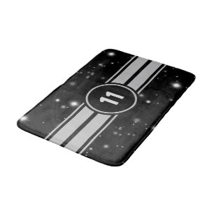 Schwarz und Silber Racing Stripes Starlight Badematte