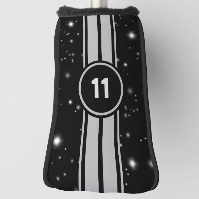 Schwarz und Silber Racing Stripes Starlight Golf Headcover (Rotieren 90)