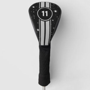 Schwarz und Silber Racing Stripes Starlight Golf Headcover