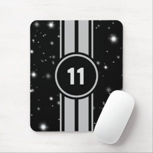 Schwarz und Silber Racing Stripes Starlight Mousepad