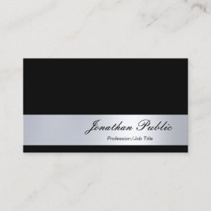Schwarz und Silber Schlichte moderne Schriftzeiche Visitenkarte