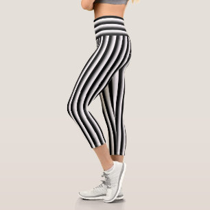 Schwarz und Silber Streifen Capri Leggings