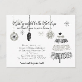 Schwarz und Silber Weihnachtsfeier Einladung | Postkarte