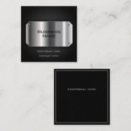 Schwarz und Stahl Quadratische Visitenkarte