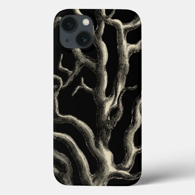 Schwarz und Tan Coral Case-Mate iPhone Hülle (Rückseite)