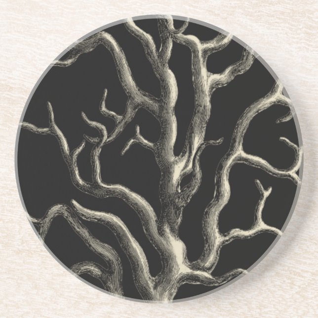 Schwarz und Tan Coral Getränkeuntersetzer (Vorne)