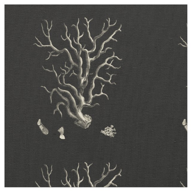 Schwarz und Tan Coral Stoff (Nahaufnahme)