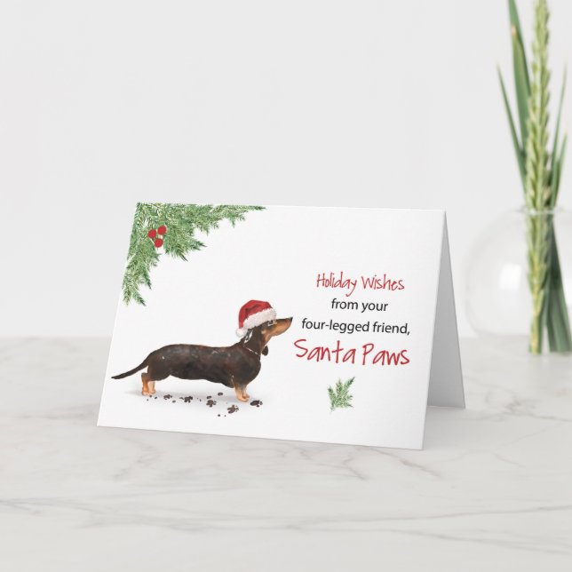 Schwarz und Tan Dackel Weihnachten Von Hund Karte (Vorderseite)