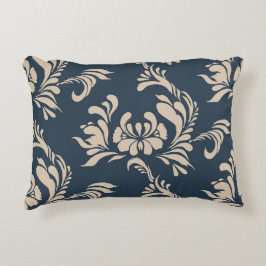 Schwarz und Tan Damask Akzent Pillow Dekokissen
