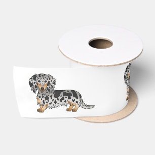 Schwarz und Tan Dapple Langhaar Dachshund Hunde Satinband