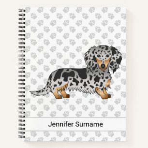 Schwarz und Tan Dapple Langhaar-Dachshund & Text Notizbuch