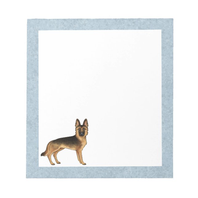 Schwarz und Tan Deutsche Schäferhund Cartoon GSD H Notizblock (Vorderseite)
