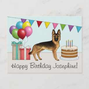 Schwarz und Tan Deutscher Schäferhund farbenfroh G Postkarte