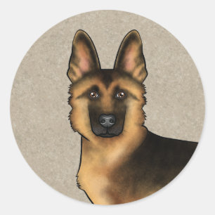 Schwarz und Tan Deutscher Schäferhund Hund von vor Runder Aufkleber