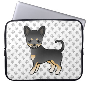 Schwarz und Tan, glatter Coat Chihuahua Dog & Paws Laptopschutzhülle