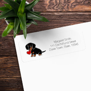 Schwarz und Tan glatter Dachshund Herz