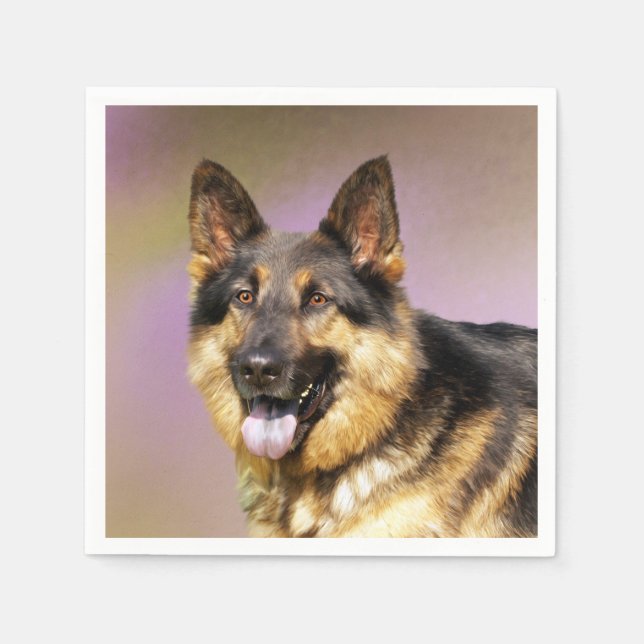 Schwarz und Tan GSD Serviette (Vorderseite)