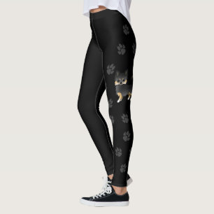 Schwarz und Tan Long Coat Chihuahua Niedliche Hund Leggings