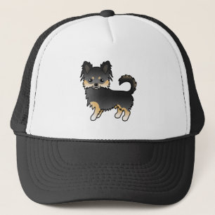 Schwarz und Tan Long Coat Chihuahua Niedlicher Car Truckerkappe