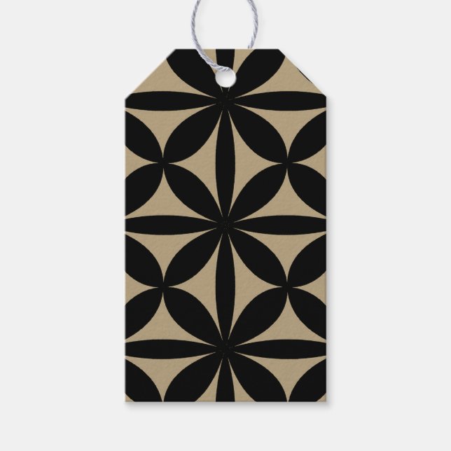 Schwarz und Tan Moderne / Retro-Print Geschenkanhänger (Vorderseite)