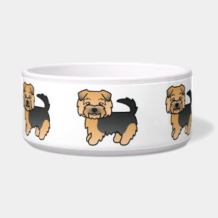 Schwarz und Tan Norfolk Terrier Cartoon Hund Napf