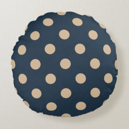 Schwarz und Tan Polka Dot Round Pillow Rundes Kissen
