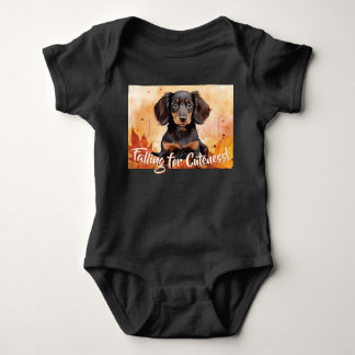 Schwarz und Tan Puppy: Zeit zum Herbst Baby Strampler