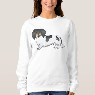 Schwarz und Tan Schecke Langhaar Dachshund Hund Sweatshirt