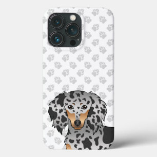 Schwarz und Tannengrau gescheckter Langhaar-Dackel Case-Mate iPhone Hülle
