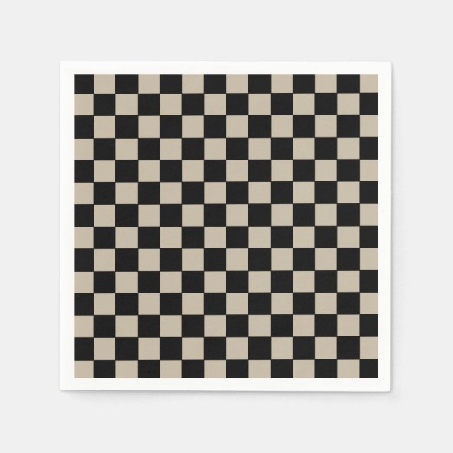 Schwarz und Taupe kariert Serviette (Vorderseite)