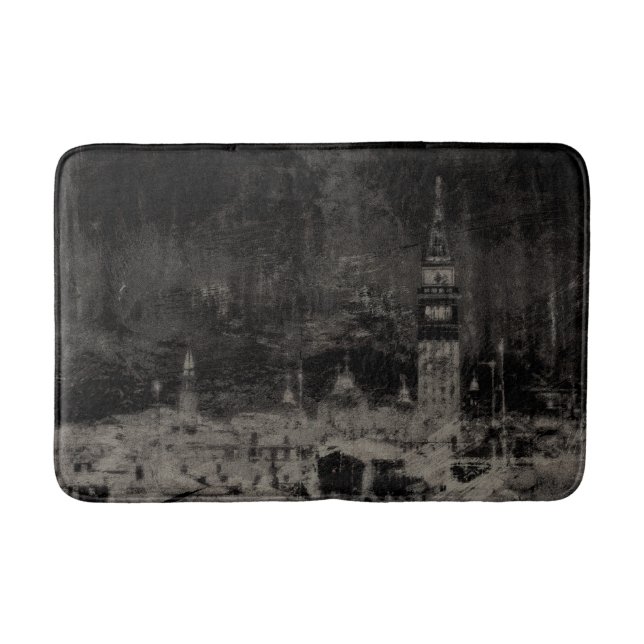 Schwarz und Taupe Skyline Venedig Italien Badematte (Vorderseite)