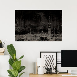 Schwarz und Taupe Skyline Venedig Italien Poster